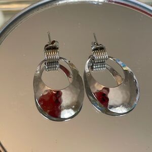 Carla Sterling silver open oval drop post earrings‎